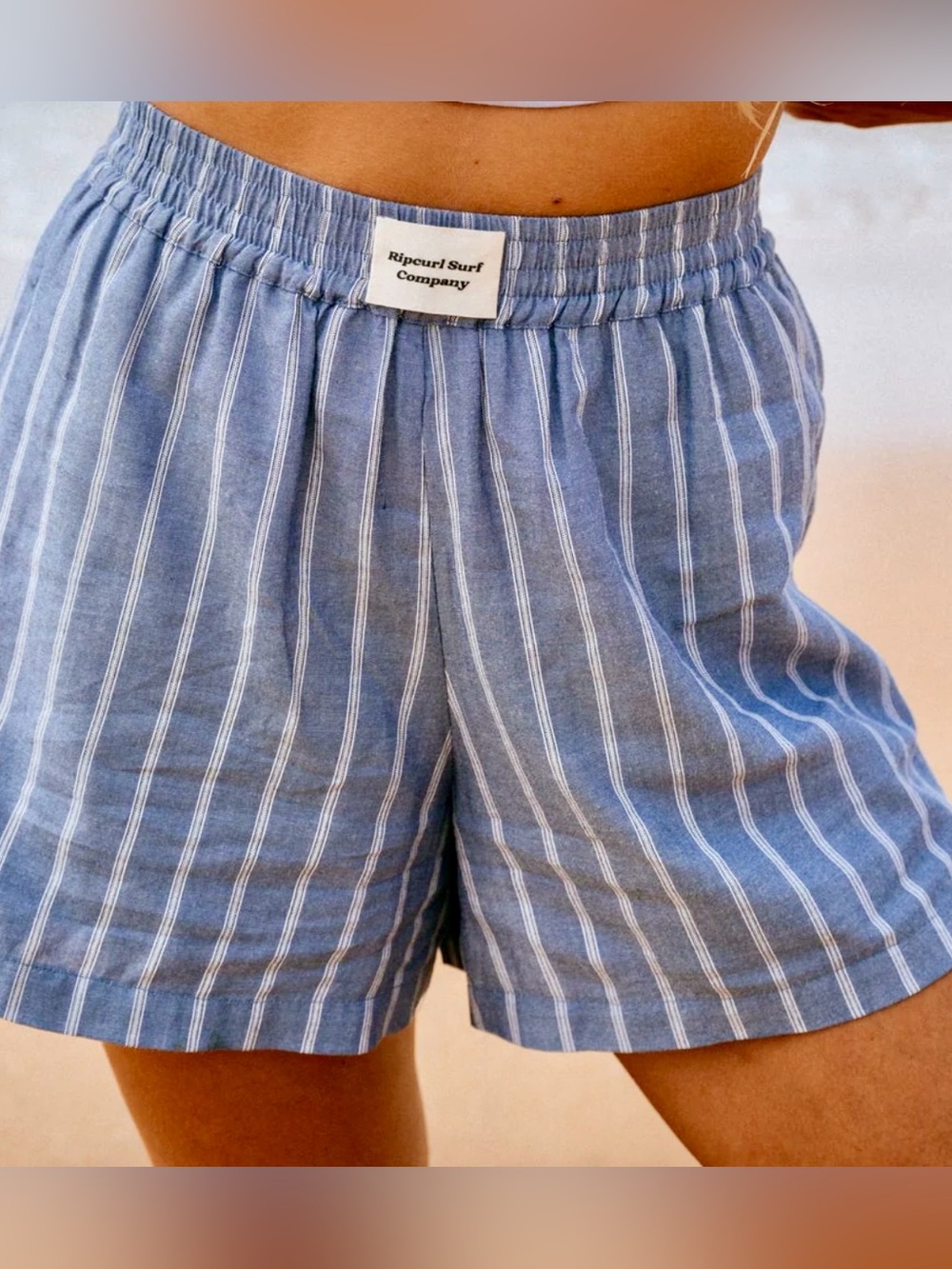 Rip Curl Beach Days Pinstripe Shorts Dusty Blue XL - Relaxed Fit